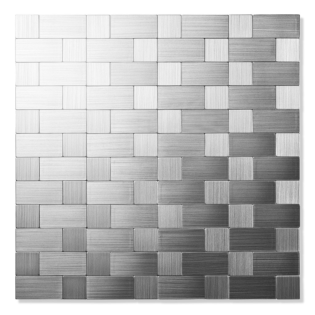 12' X 12' Square & Rectangle Stick on Metal Tile Stainless Steel